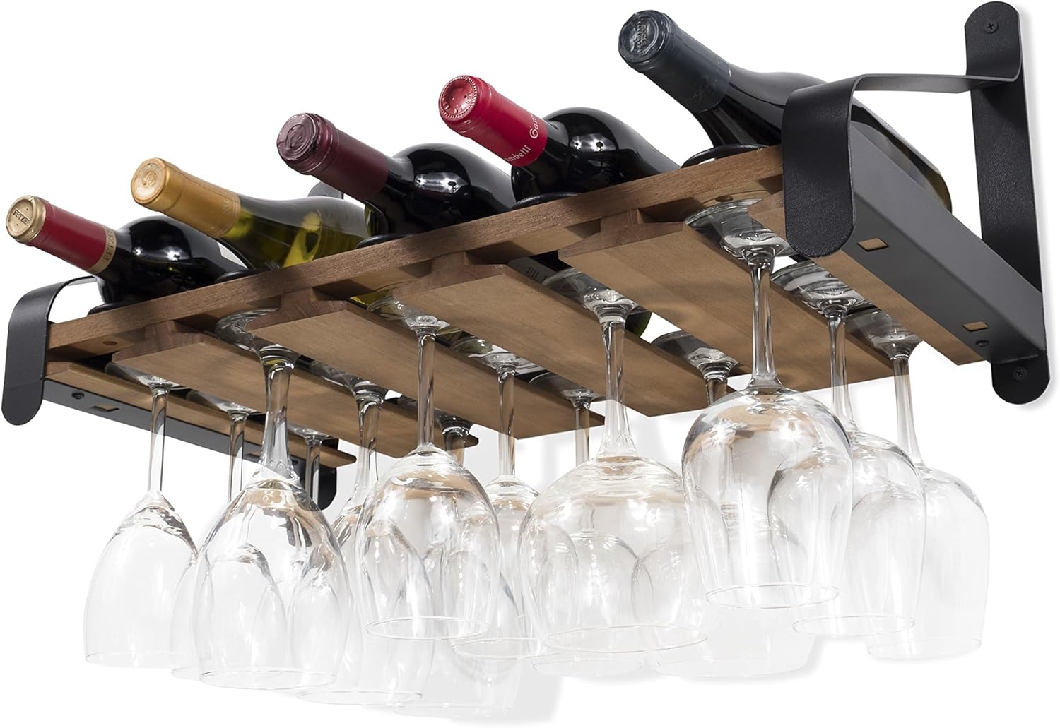 Wine Rack Wall Mount - Rustic Wall Mount Wood Floating Wine