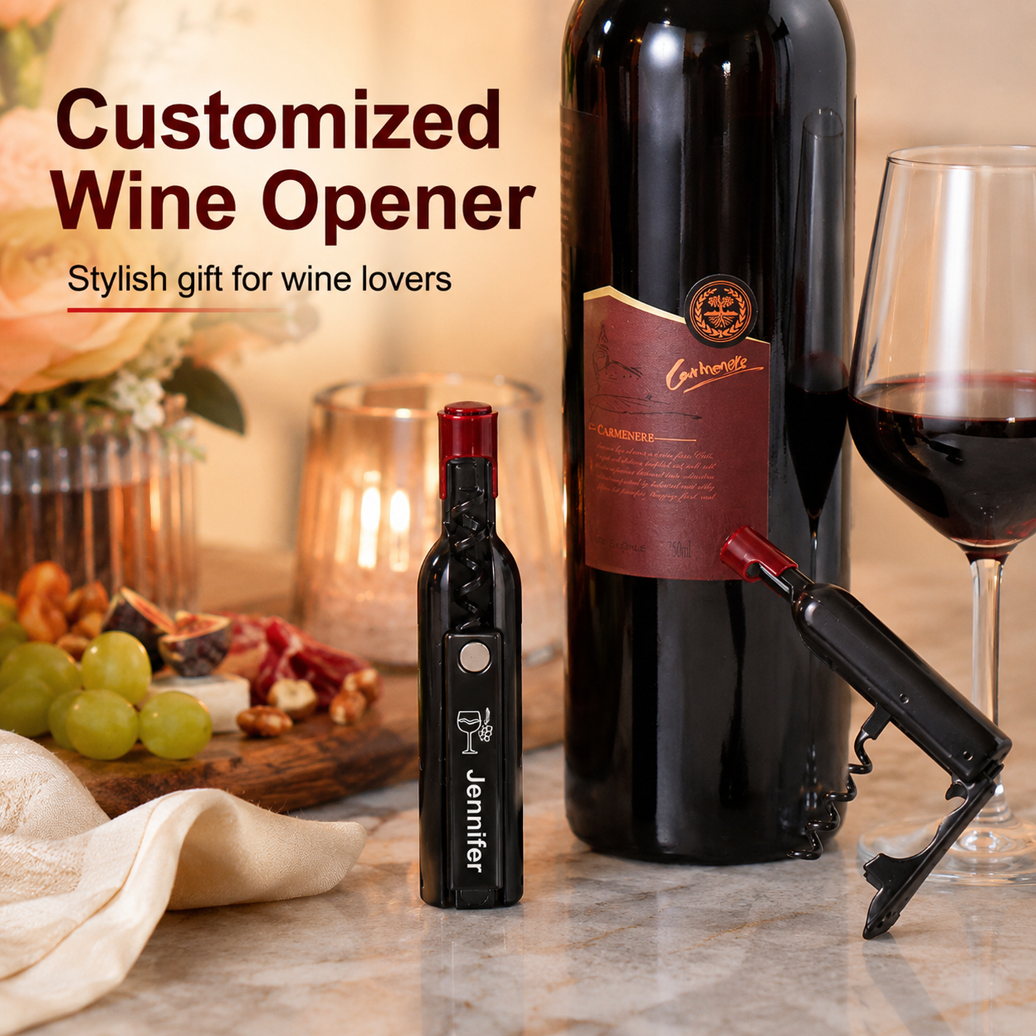 Wine With Beer Name - Bottle Shape Custom Text Wine Opener