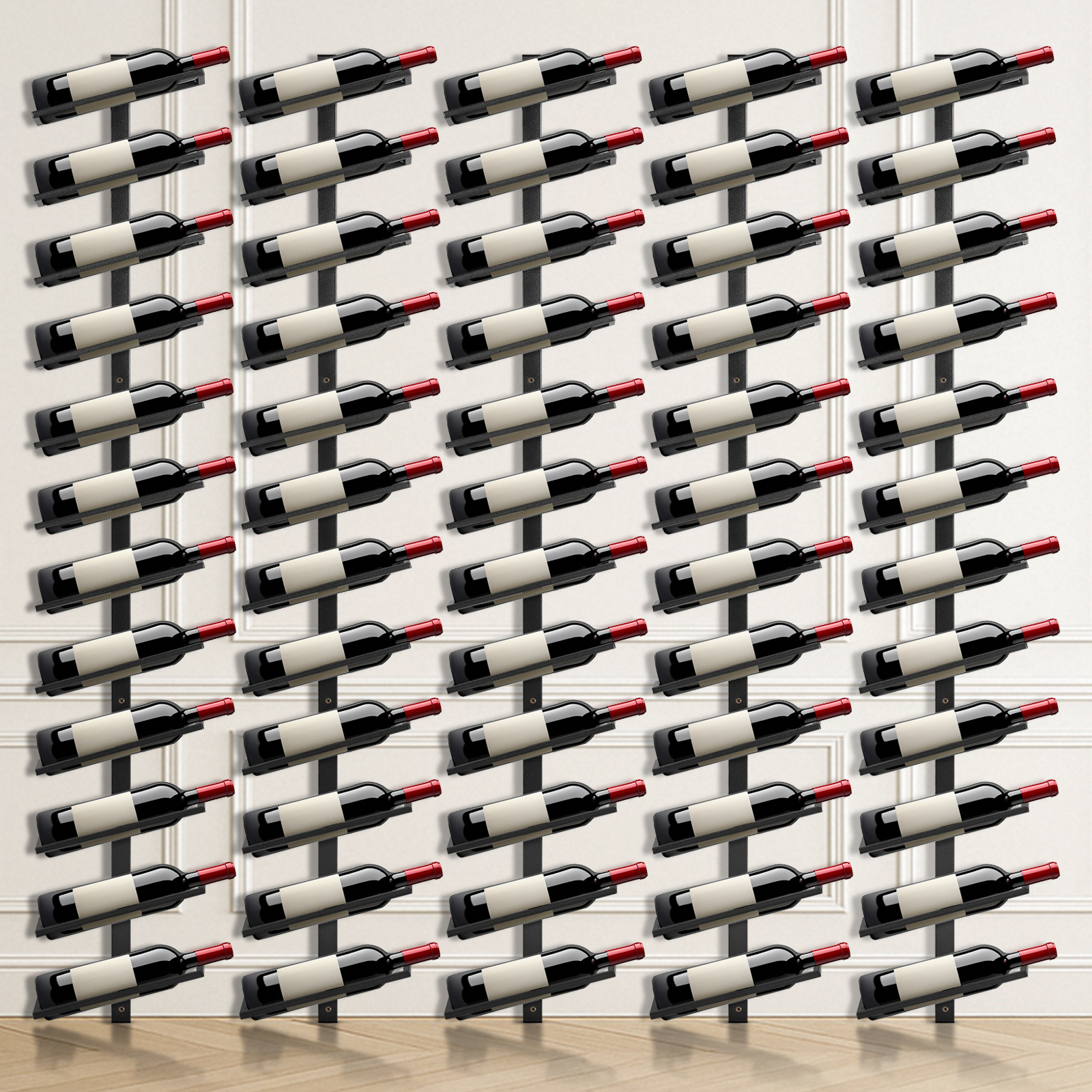 Wine Rack Wall Mount - 5 Pack Metal Storage Rack Holds