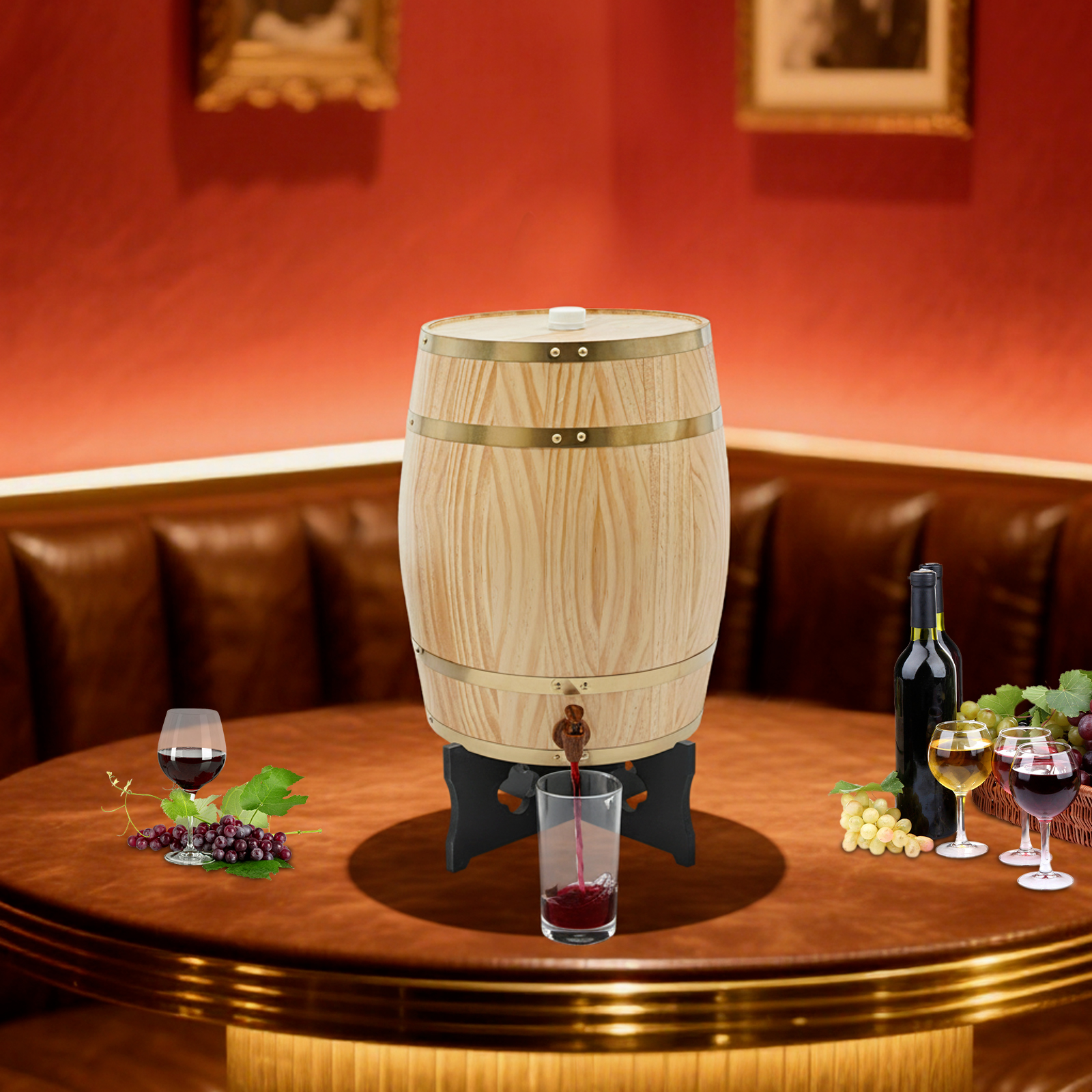 Wine Beer Whiskey - Wood Color Wine Barrel, 30L/7.93Gal Wood