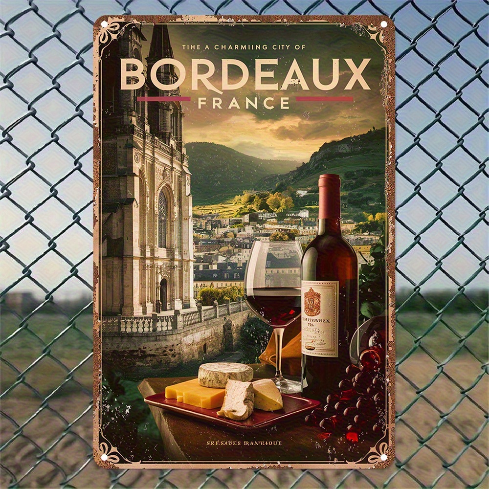 Wine Beer Bar - Vintage Bordeaux France Iron Wall Sign