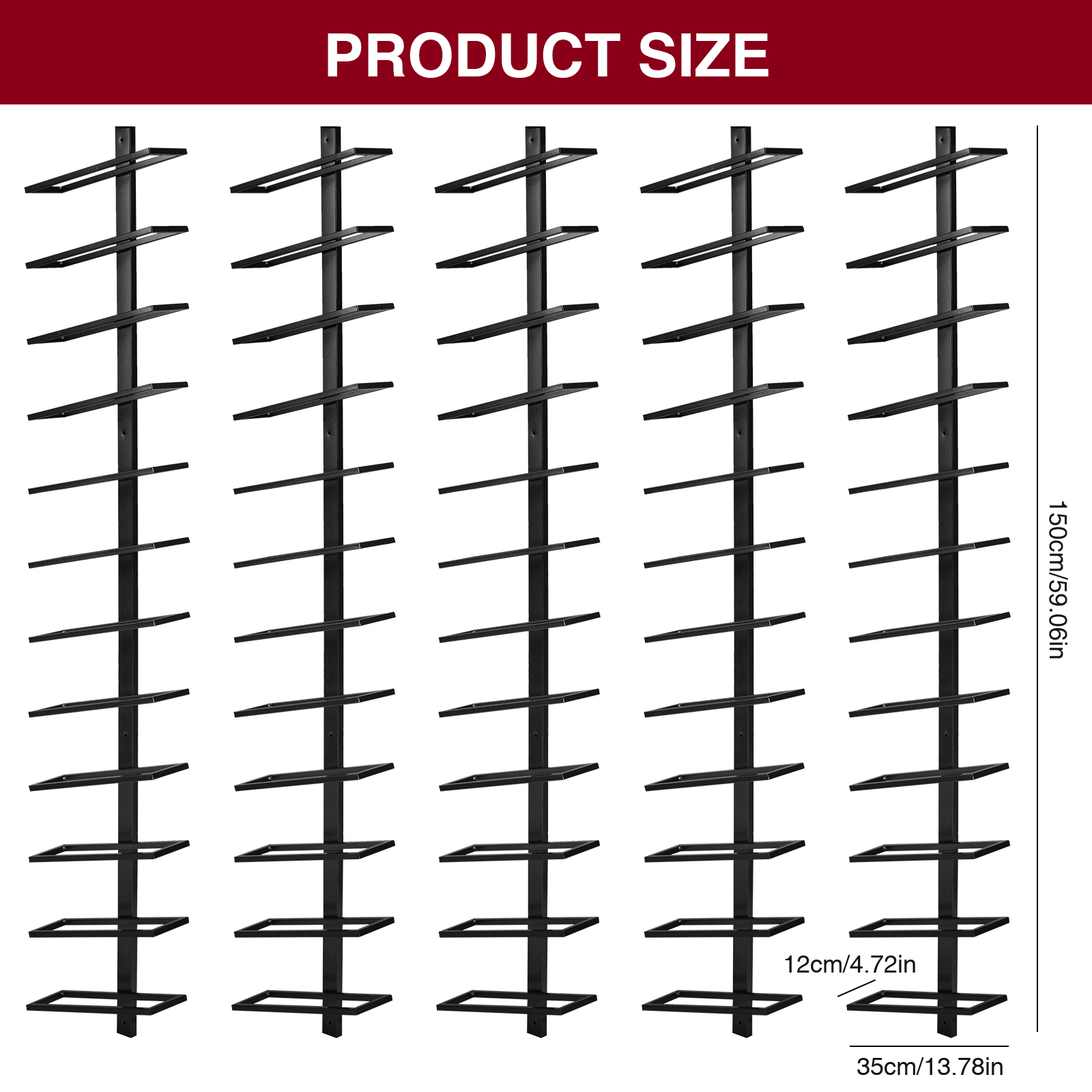 Wine Rack Wall Mount - 5 Pack Wine Bottle Display Holder