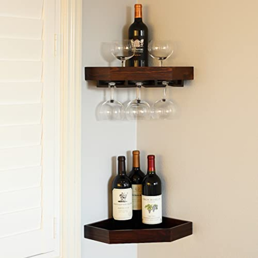 Wine Rack Wall Mount - Wall Mounted Corner Wine Rack -2