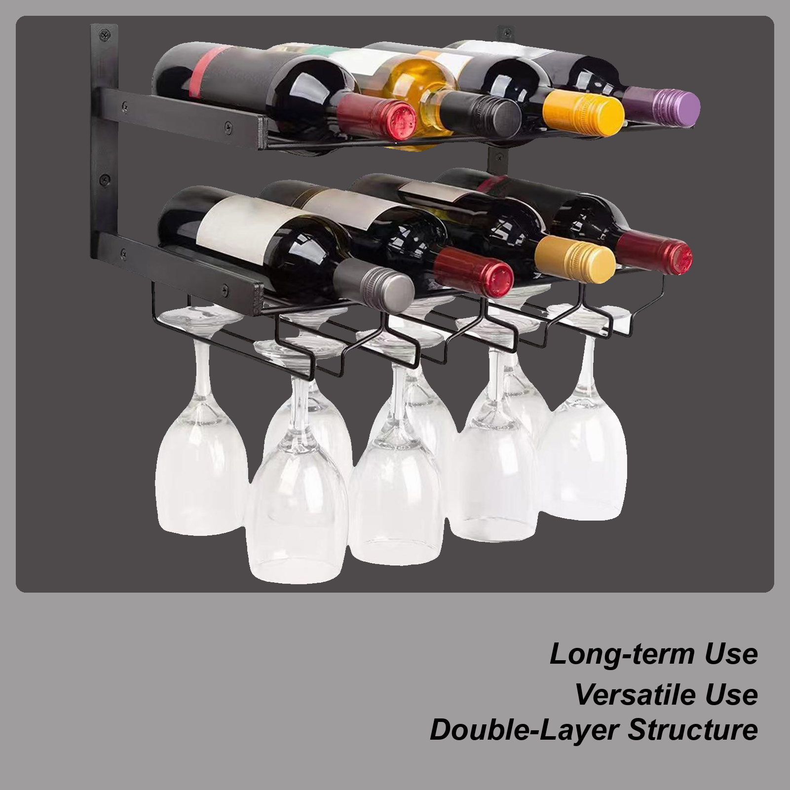 Wine Rack Wall Mount - Wall Mounted Wine Rack Double-layer Iron