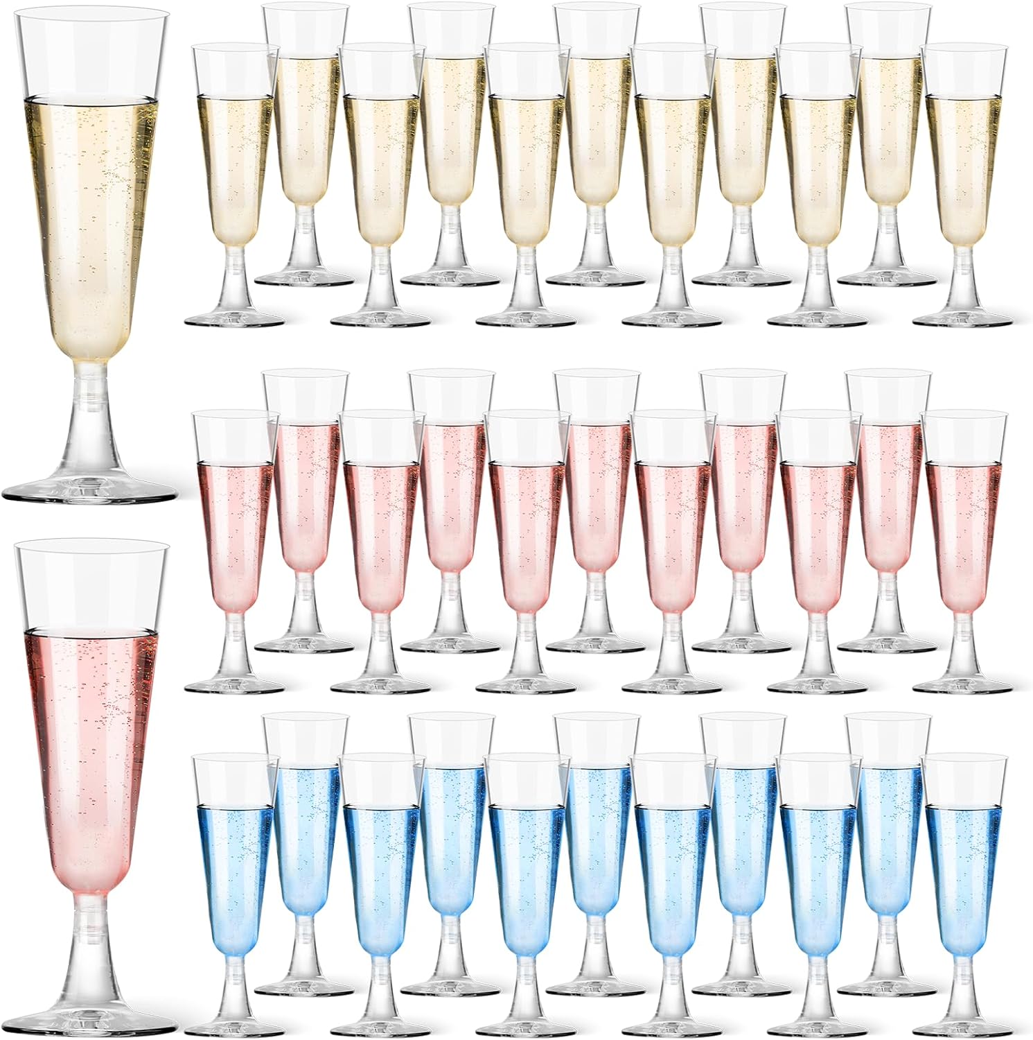 Wine & Beer Shop - Plastic Champagne Flutes 40 Pack, 5.5