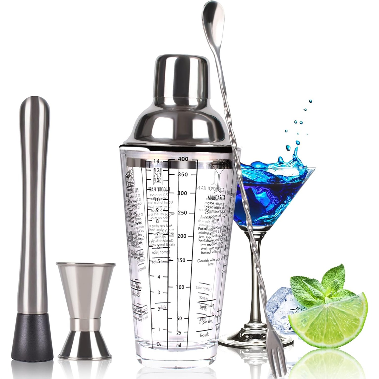 Cocktail Shaker Set 14 Oz Glas – Muddler Cocktail Bar Bewertung und Preis