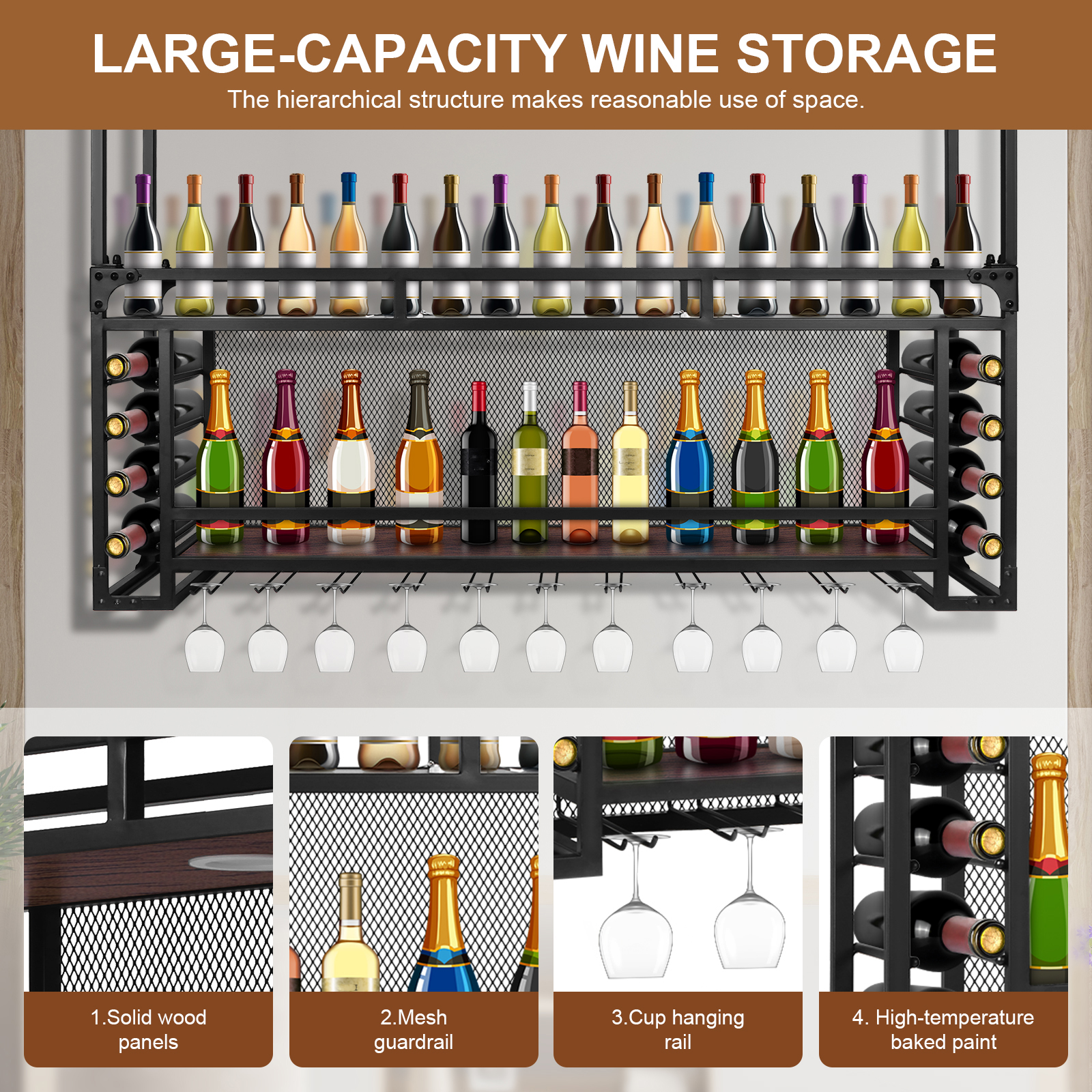 Wall Mounted 2 Tier Large Capa – Wine Rack Wall Mount Bewertung und Preis