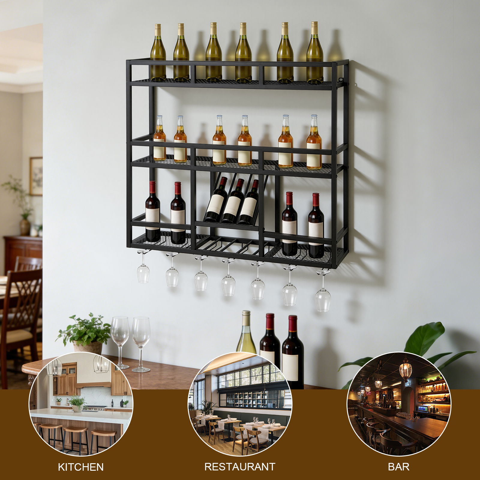 3 Tiers Wall Mounted Wine Rack – Wine Rack Wall Mount Bewertung und Preis
