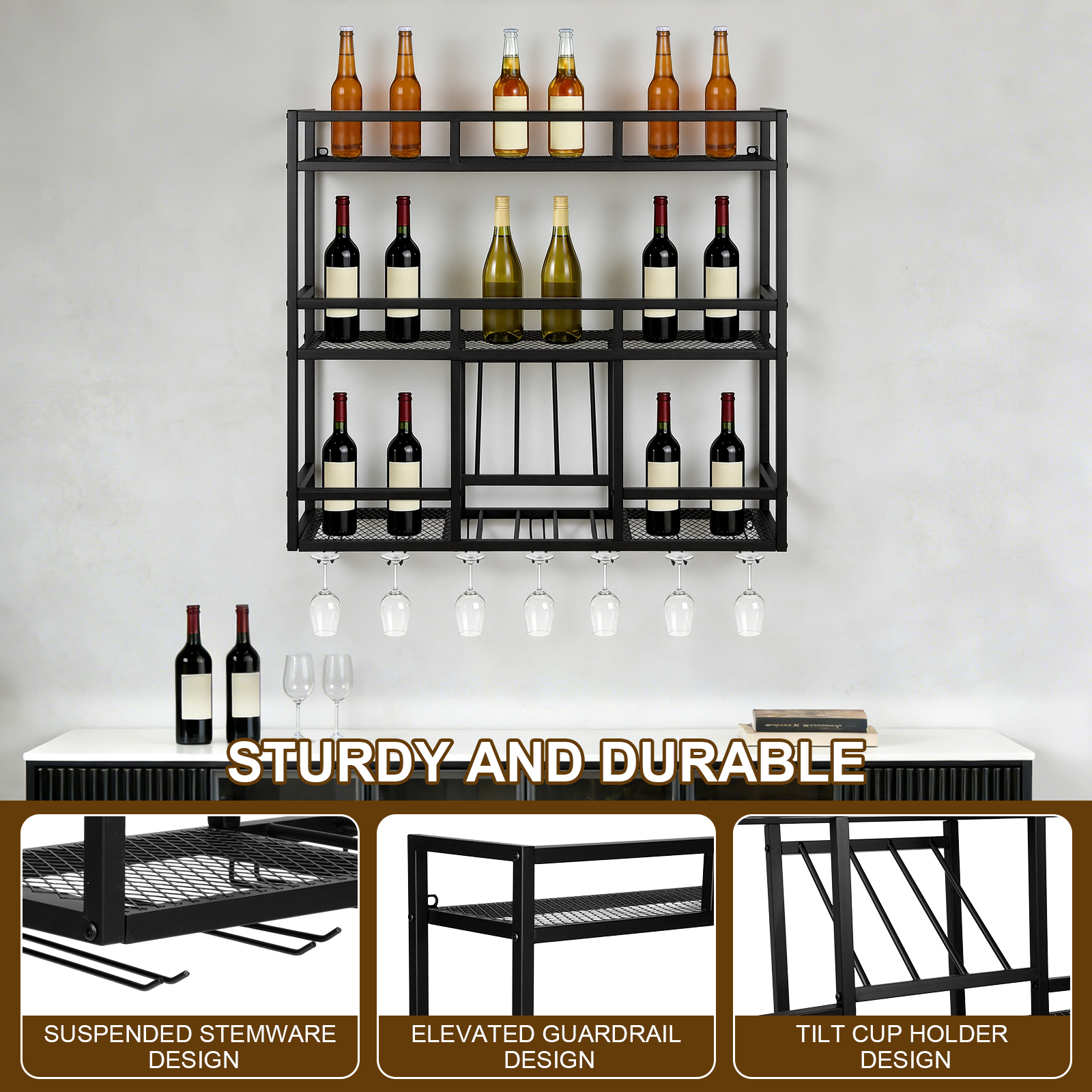 3 Tiers Wall Mounted Wine Rack – Wine Rack Wall Mount Bewertung und Preis