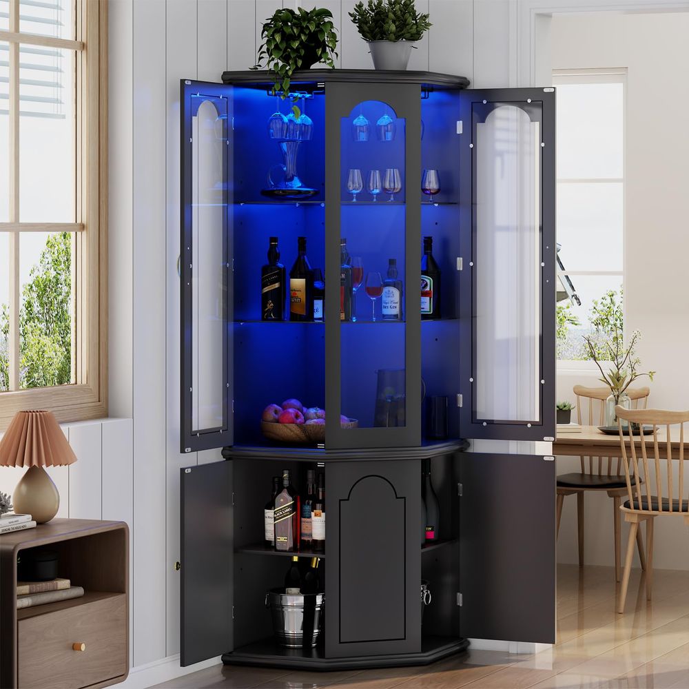 Corner Bar Cabinet w LED Light – Wine & Beer Shop Bewertung und Preis