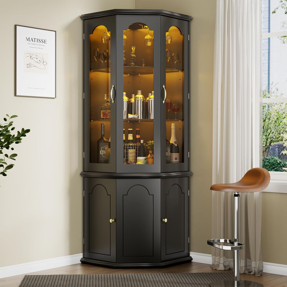 Corner Bar Cabinet w LED Light – Wine & Beer Shop Bewertung und Preis